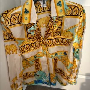 Vintage Paolo Santini 100% satin silk shirt in size 8